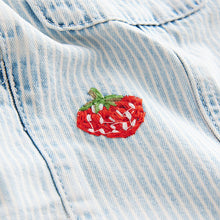 Load image into Gallery viewer, Stripe Strawberry Embroidered 100% Cotton Dungarees (3mths-6yrs)