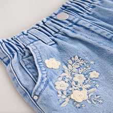 Load image into Gallery viewer, Denim 100% Cotton Floral Print Shorts (3mths-6yrs)