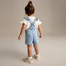 Load image into Gallery viewer, Denim 100% Cotton Pretty Blouse Dungaree (3mths-6yrs)