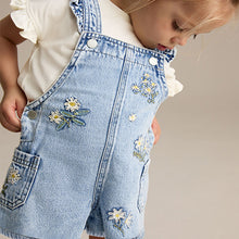 Load image into Gallery viewer, Denim 100% Cotton Pretty Blouse Dungaree (3mths-6yrs)