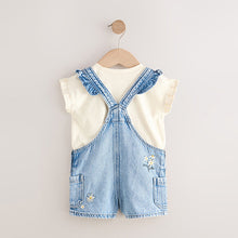 Load image into Gallery viewer, Denim 100% Cotton Pretty Blouse Dungaree (3mths-6yrs)