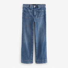 Load image into Gallery viewer, Dark Blue Patch Pocket Wide Leg Jeans