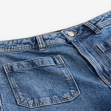 Load image into Gallery viewer, Dark Blue Patch Pocket Wide Leg Jeans