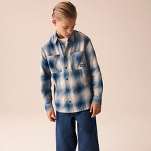 Load image into Gallery viewer, Cobalt Blue Subscribe 100% Cotton Long Sleeve Check Shirt