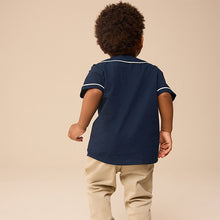 Load image into Gallery viewer, Navy Varsity 100% Cotton Short Sleeve Varsity Baseball