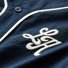 Load image into Gallery viewer, Navy Varsity 100% Cotton Short Sleeve Varsity Baseball