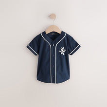 Load image into Gallery viewer, Navy Varsity 100% Cotton Short Sleeve Varsity Baseball