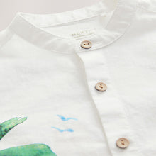Load image into Gallery viewer, Cream Border Monaco Short Sleeves Grandad Collar Printed Shirt (6mths-6yrs)