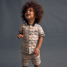 Load image into Gallery viewer, Neutral Short Sleeves Check Shirt and Short Set (3mths-4yrs)