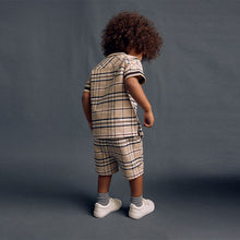 Load image into Gallery viewer, Neutral Short Sleeves Check Shirt and Short Set (3mths-4yrs)