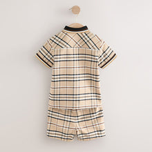 Load image into Gallery viewer, Neutral Short Sleeves Check Shirt and Short Set (3mths-4yrs)