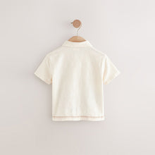 Load image into Gallery viewer, Ecru White Short Sleeve Embroidered 100% Cotton Shirt