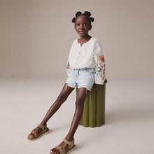 Load image into Gallery viewer, Light Blue 100% Cotton Frayed Edge Distressed Shorts (5-11yrs)