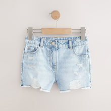 Load image into Gallery viewer, Light Blue 100% Cotton Frayed Edge Distressed Shorts (5-11yrs)