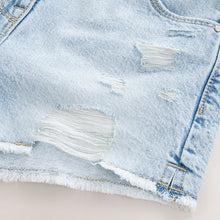 Load image into Gallery viewer, Light Blue 100% Cotton Frayed Edge Distressed Shorts (5-11yrs)