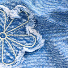 Load image into Gallery viewer, Denim 100% Cotton Denim Knitted Flower Shorts (3-12yrs)