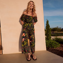 Load image into Gallery viewer, Emerald Green Off Shoulder Wide Leg Jumpsuit