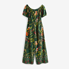 Load image into Gallery viewer, Emerald Green Off Shoulder Wide Leg Jumpsuit