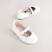 Load image into Gallery viewer, White Standard Fit (F) Mary Jane Touch Fastening Occasion Shoes