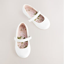Load image into Gallery viewer, White Standard Fit (F) Mary Jane Touch Fastening Occasion Shoes