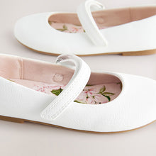 Load image into Gallery viewer, White Standard Fit (F) Mary Jane Touch Fastening Occasion Shoes