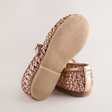 Load image into Gallery viewer, Rose Gold Leather Woven Mary Jane Shoes