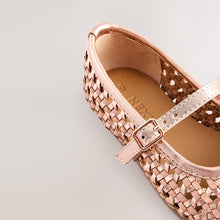 Load image into Gallery viewer, Rose Gold Leather Woven Mary Jane Shoes