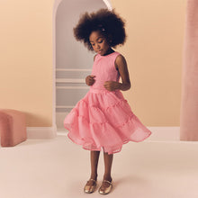 Load image into Gallery viewer, Coral Pink Occasion Top And Skirt Co-ord Set (3-12yrs)