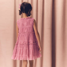 Load image into Gallery viewer, Pink Shirred Ruffle Party Dress (3-12yrs)