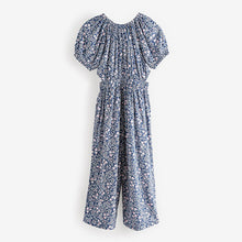 Load image into Gallery viewer, Navy Blue Ditsy Cut Out Jumpsuit (3-12yrs)