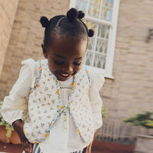 Load image into Gallery viewer, Cream Ditsy 100% Cotton Quilted Gilet And Blouse Set (3mths-6yrs)
