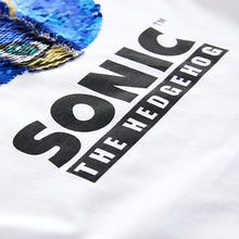 Load image into Gallery viewer, White/Blue Sonic Flippy Sequin T-Shirt (3-11yrs)