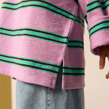 Load image into Gallery viewer, Pink/Green Oversized Long Sleeve Textured 100% Cotton T-Shirt (3-12yrs)