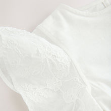 Load image into Gallery viewer, Ecru Cornelli Frill Sleeve 100% Cotton T-Shirt (3-12yrs)