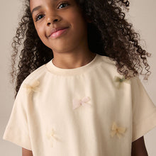 Load image into Gallery viewer, Ecru Boxy Bows T-Shirt (3-12yrs)