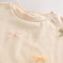 Load image into Gallery viewer, Ecru Boxy Bows T-Shirt (3-12yrs)