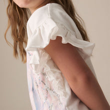 Load image into Gallery viewer, Ecru Sequin Unicorn Frill Sleeve T-Shirt (3-11yrs)