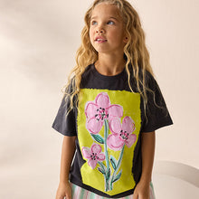 Load image into Gallery viewer, Charcoal Grey Oversized Sequin Graphic Print T-Shirt (3-16yrs)