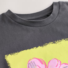 Load image into Gallery viewer, Charcoal Grey Oversized Sequin Graphic Print T-Shirt (3-16yrs)