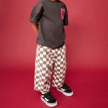 Load image into Gallery viewer, Black/White Checkerboard Pull On Wide Trousers (3mths-6yrs)