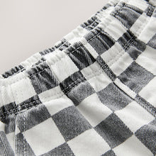 Load image into Gallery viewer, Black/White Checkerboard Pull On Wide Trousers (3mths-6yrs)
