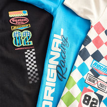 Load image into Gallery viewer, Blue/Ecru Racing Car Relaxed Fit Graphic Print Short Sleeve