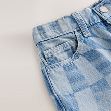 Load image into Gallery viewer, Light Blue Denim Checkerboard 100% Cotton Jeans
