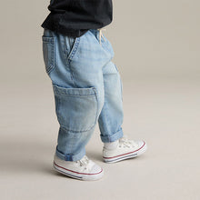 Load image into Gallery viewer, Light Blue Denim Cargo Jeans