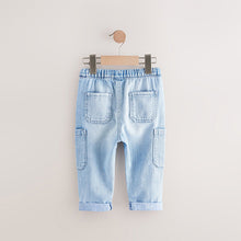 Load image into Gallery viewer, Light Blue Denim Cargo Jeans