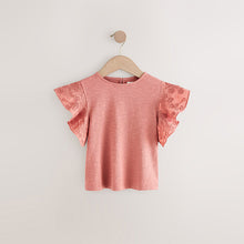 Load image into Gallery viewer, Rust Brown Cornelli Frill Sleeve 100% Cotton T-Shirt (3-12yrs)
