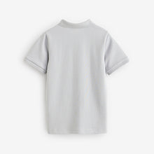 Load image into Gallery viewer, Grey/White 100% Cotton Stripe Button Through Short Sleeve Polo