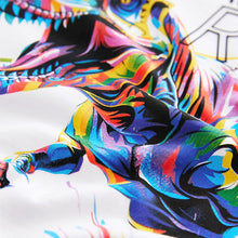 Load image into Gallery viewer, White Rainbow Dino Regular Fit Short Sleeve Graphic T-Shirt