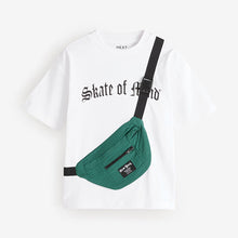 Load image into Gallery viewer, White Skate of Mind Bag Pocket Short Sleeve T-Shirt