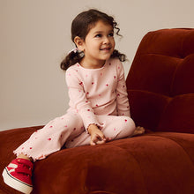 Load image into Gallery viewer, Pink Cherry Hearts Rib Long Sleeve T-Shirt (3mths-6yrs)